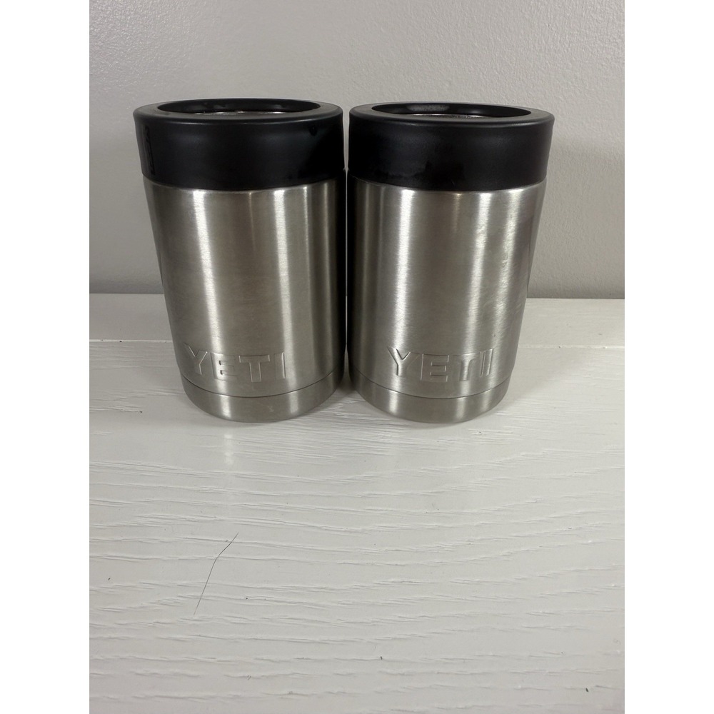 YETI Rambler Colster Can Cooler Stainless Steel Vacuum Insulated Lot 2 Soda Beer